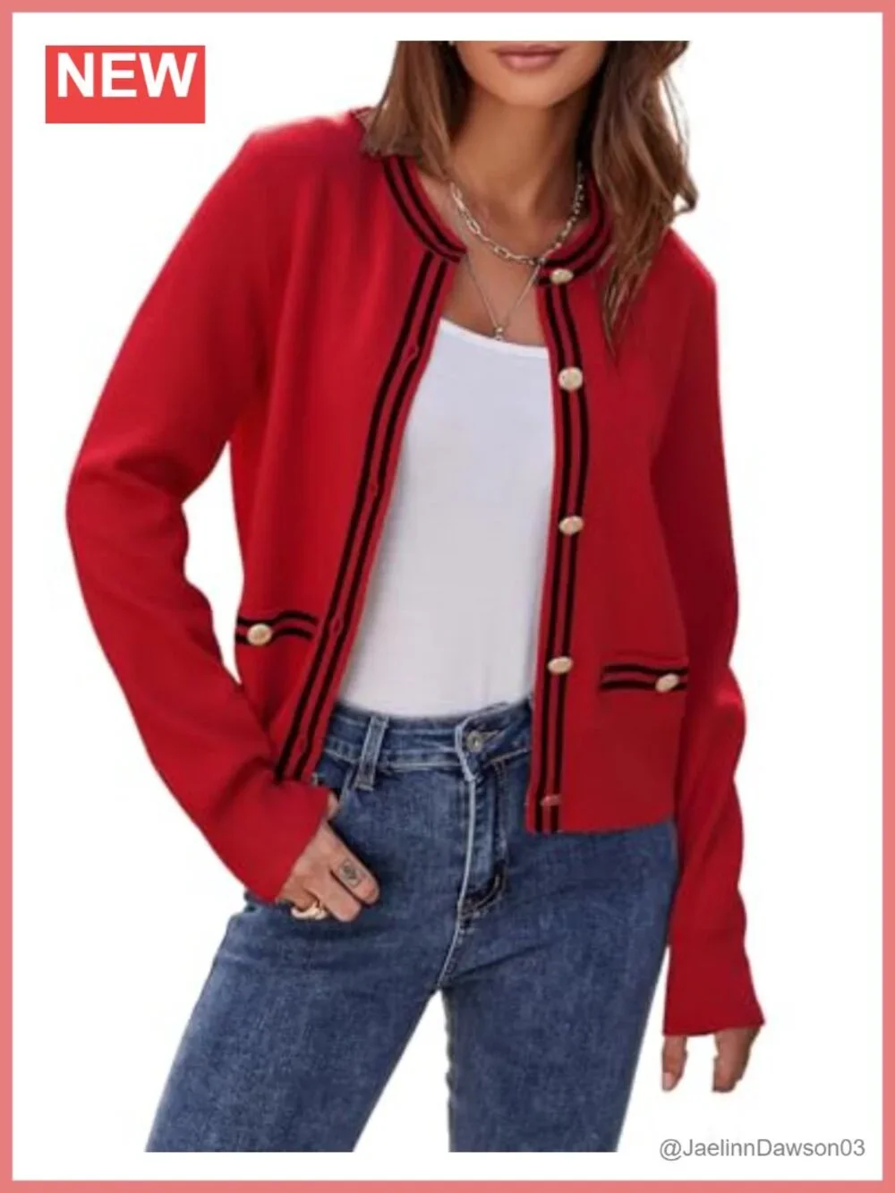 Cropped Tweed Cardigan Button Down Open Front Knit Sweater